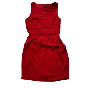 Armani Exchange Women's Red Sleeveless Smocked Bodice Dress Size 2 Knee Length‎